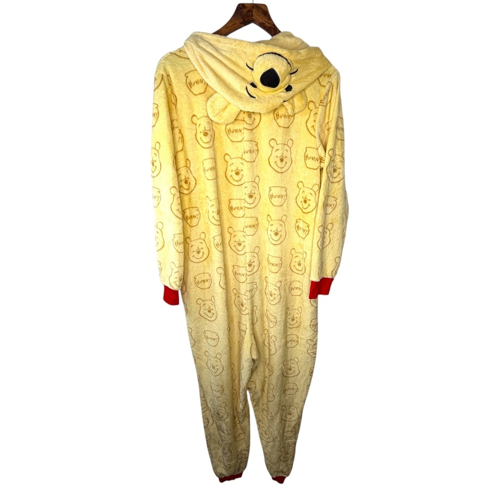 Disney Winnie the Pooh Fleece Hooded One Piece Pajamas Union Suit Yellow XL - Picture 3 of 11